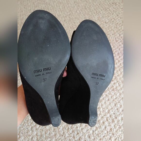 Miu Miu black suede wedges size 37 - Picture 4 of 16